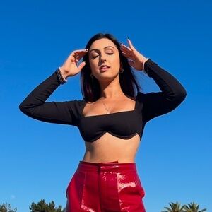 Princess Polly Black Ribbed Crop Top